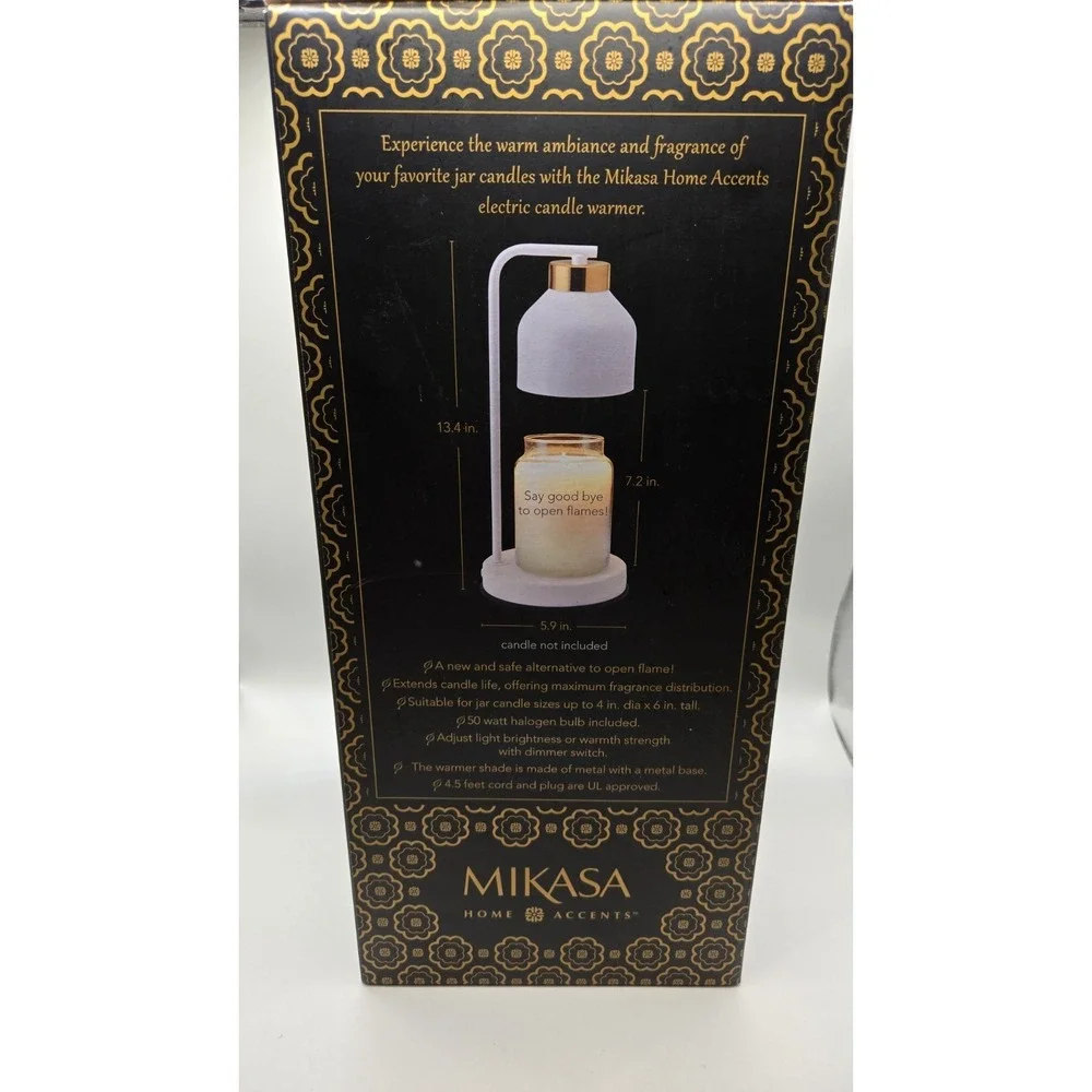 Mikasa Home Accents Electric Candle Warmer Lamp White Dimmable HTF